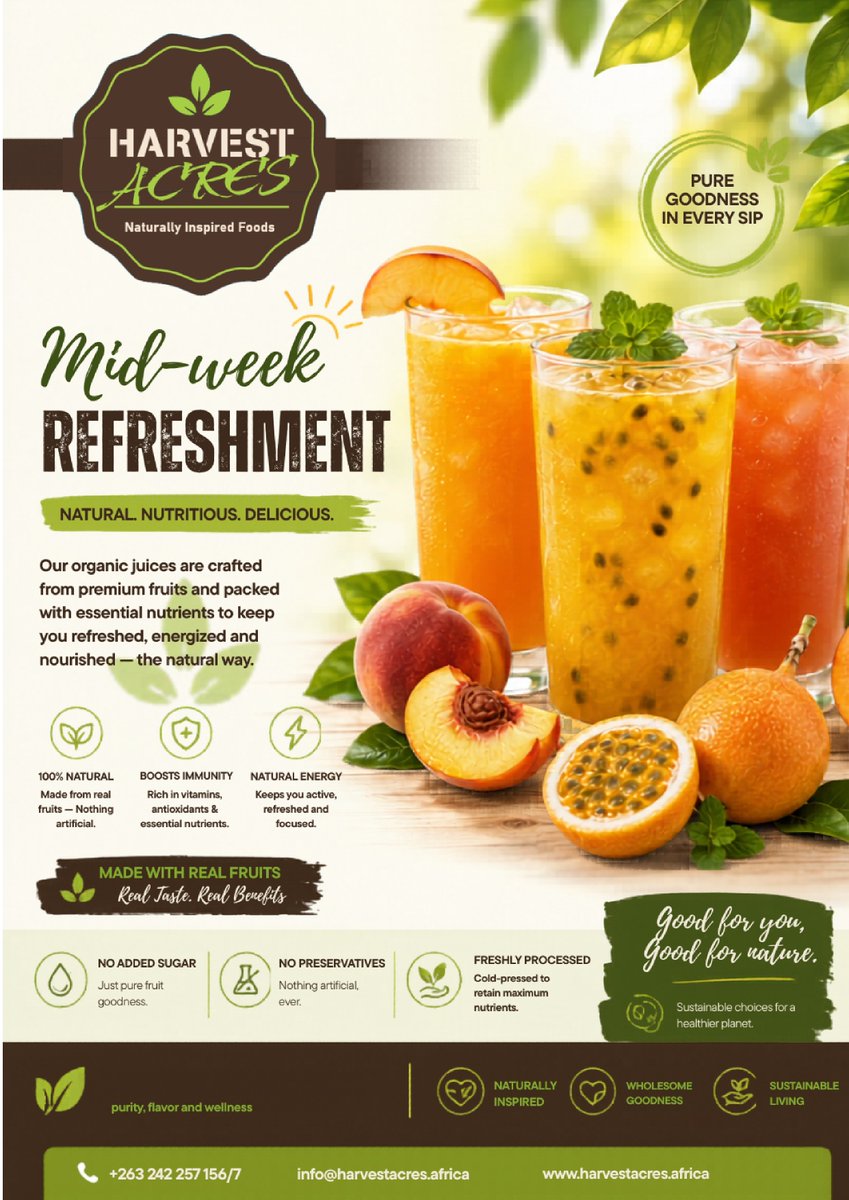 HarvestAcresPvt's tweet photo. Stay connected with Harvest Acres 

Follow our pages for fresh updates, healthy living inspiration, 
Be part of the journey toward healthier choices and refreshing moments every day. 
#HarvestAcres 
#OrganicJuice 
#HealthyLiving 
#NaturallyInspired 
#FreshGoodness 
#FollowUs https://t.co/Yzuws56Nn2