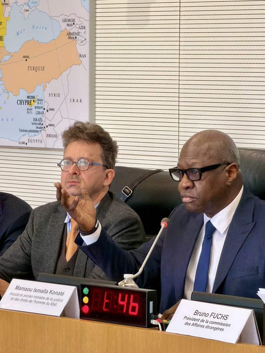 bruno_fuchs's tweet photo. Face aux avancées djihadistes au #Mali et à la dégradation de la situation au #Sahel, la Comm Aff étrangères a auditionné à huis clos Mamaou Ismaïla Konaté, ancien ministre de la Justice du Mali, Alain Antil (IFRI) et Francis Kpatindé sur l’évolution de la situation régionale. https://t.co/g2NkoL8SWy