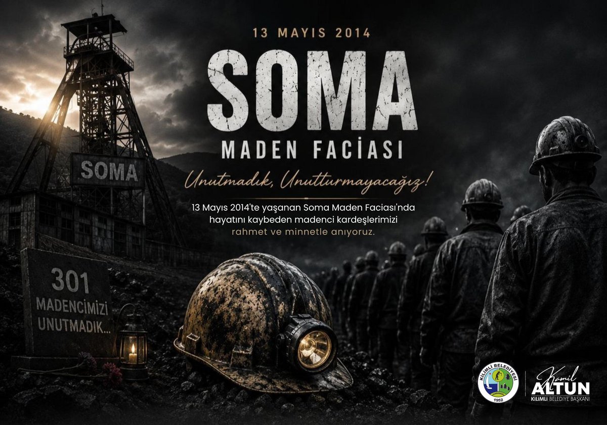 kamilaltun's tweet photo. Soma’da yaşanan maden faciasının yıl dönümünde, 301 madencimizi saygı, rahmet ve dualarla anıyoruz.
Onlar, alın teriyle geçim mücadelesi verirken hayatlarını kaybetti; acıları ise milletimizin ortak hafızasında derin bir iz bıraktı.
Ruhları şad, mekanları cennet olsun. https://t.co/mVp3F2ZSvv