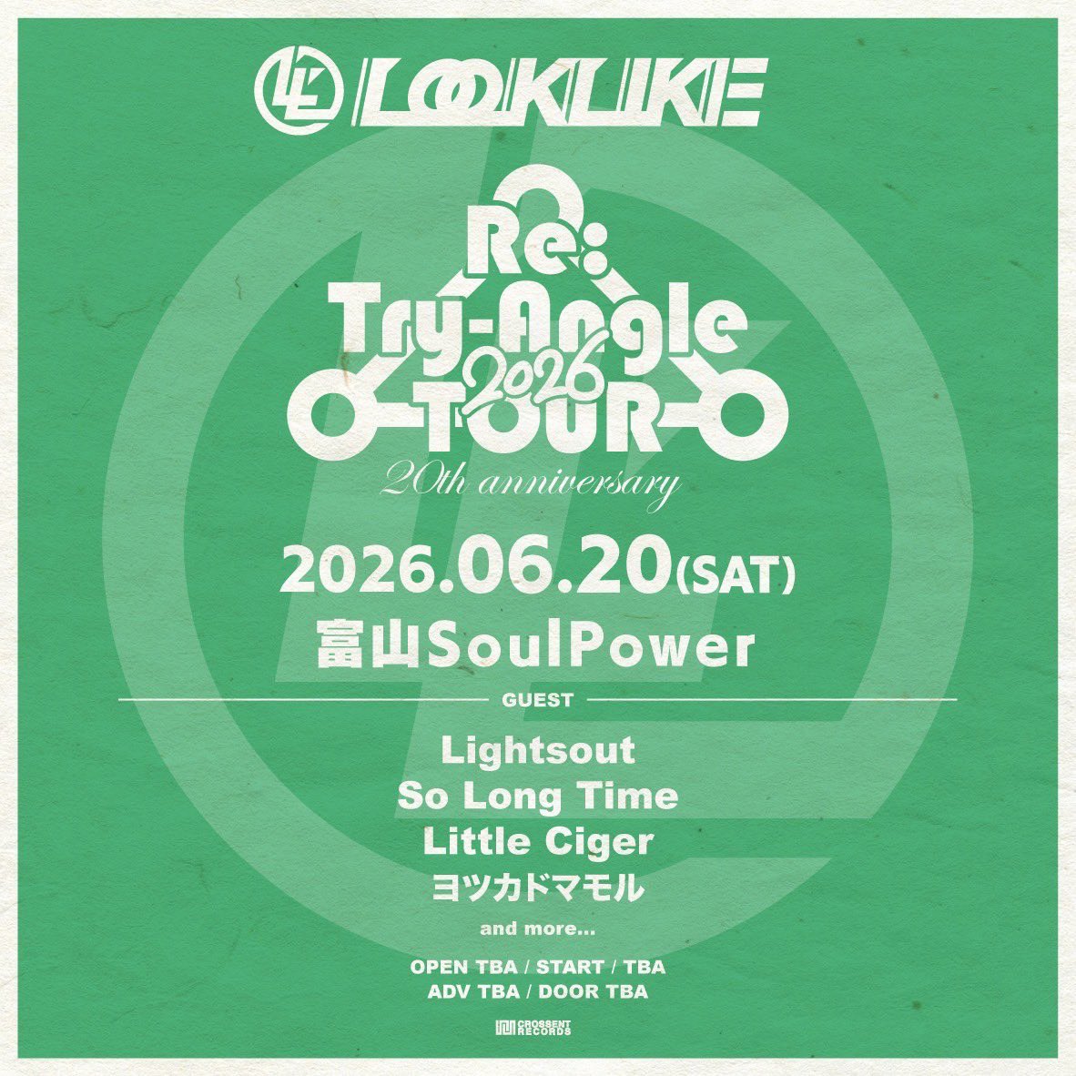 SoLongTime_Band's tweet photo. 🆕【ライブ告知】
LOOKLIKE Re:Try-Angle TOUR 2026
ヨツカドマモル　「我楽駄」Release Tour
6/20（sat）at 富山SOUL POWER

出演者
So Long Time
LOOKLIKE
ヨツカドマモル
Lightsout
Little Ciger
※時間等の詳細は後日お知らせします！ https://t.co/GunMKLEKvz