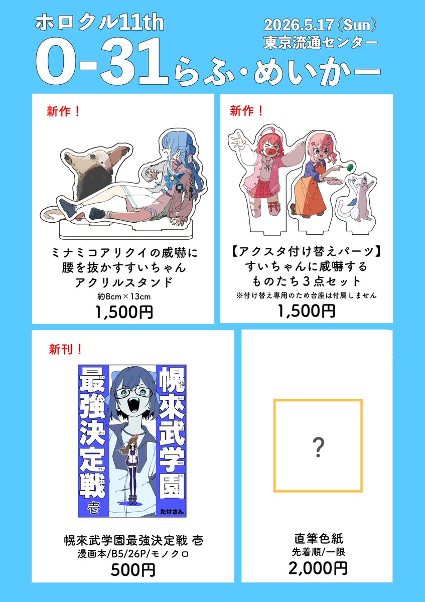 ホロクル11th にて頒布予定の 付け替えパーツの見本 大天才たけさんの
