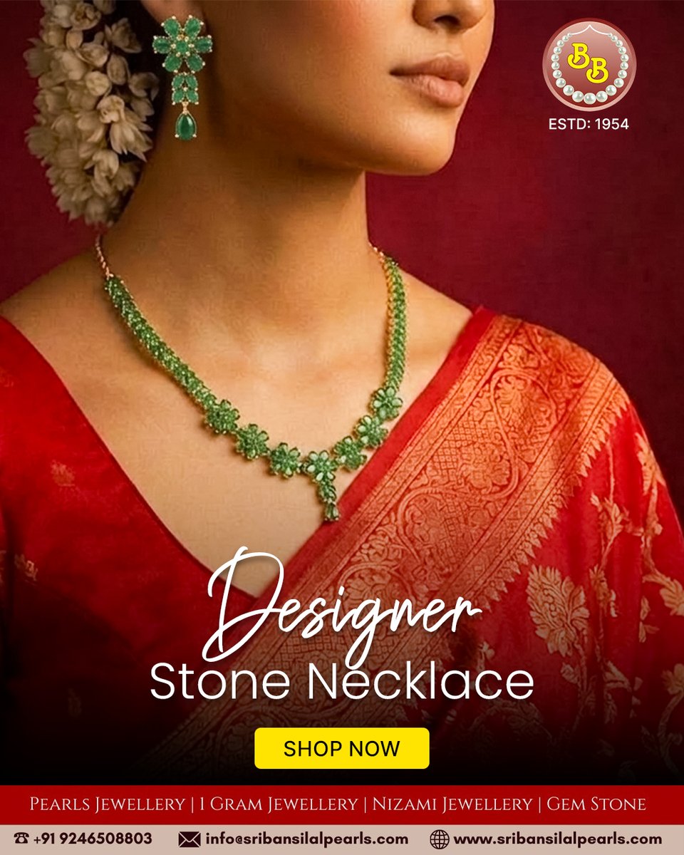 PearlsSri's tweet photo. Make a statement with our exquisite Designer Stone Necklace. Crafted for the woman who appreciates the finer things, this piece blends tradition with contemporary grace. Whether it's a wedding, a festive celebration, or a special evening, let your jewelry speak for your style. https://t.co/0TJd0thINK