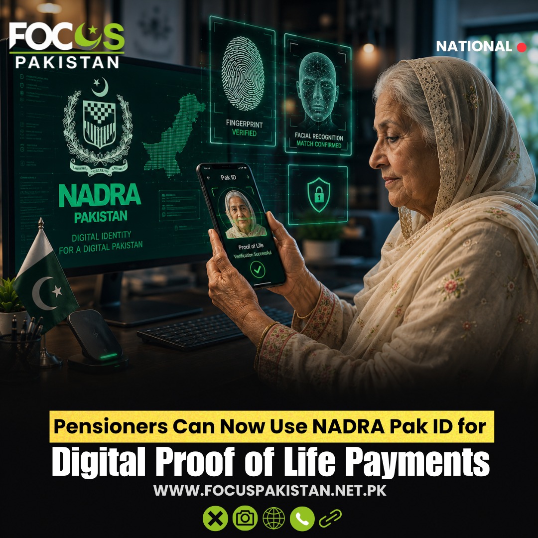 Focusp_official's tweet photo. Government of Pakistan has introduced a new system of digital NADRA pension verification, according to which around 1.7 million federal and provincial pensioners will be required to prove their “proof of life”.
 https://t.co/v61gna9sWc

#FocusPakistan #Pakistan #NADRA #PakID https://t.co/SoErxVh5Hh
