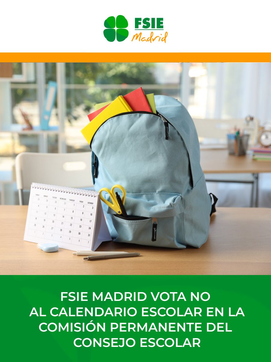 fsiemadrid's tweet photo. 🚨 #FSIEMadrid vota NO al borrador de calendario escolar en el Consejo Escolar de la CAM. 

Defendemos:
✅ Respeto a Convenios.
✅ Jornadas realistas.
✅ Menos burocracia y más recursos.

Amplía información aquí: 
🔗 https://t.co/iNJr1W6r3V https://t.co/udeyAdKNSz