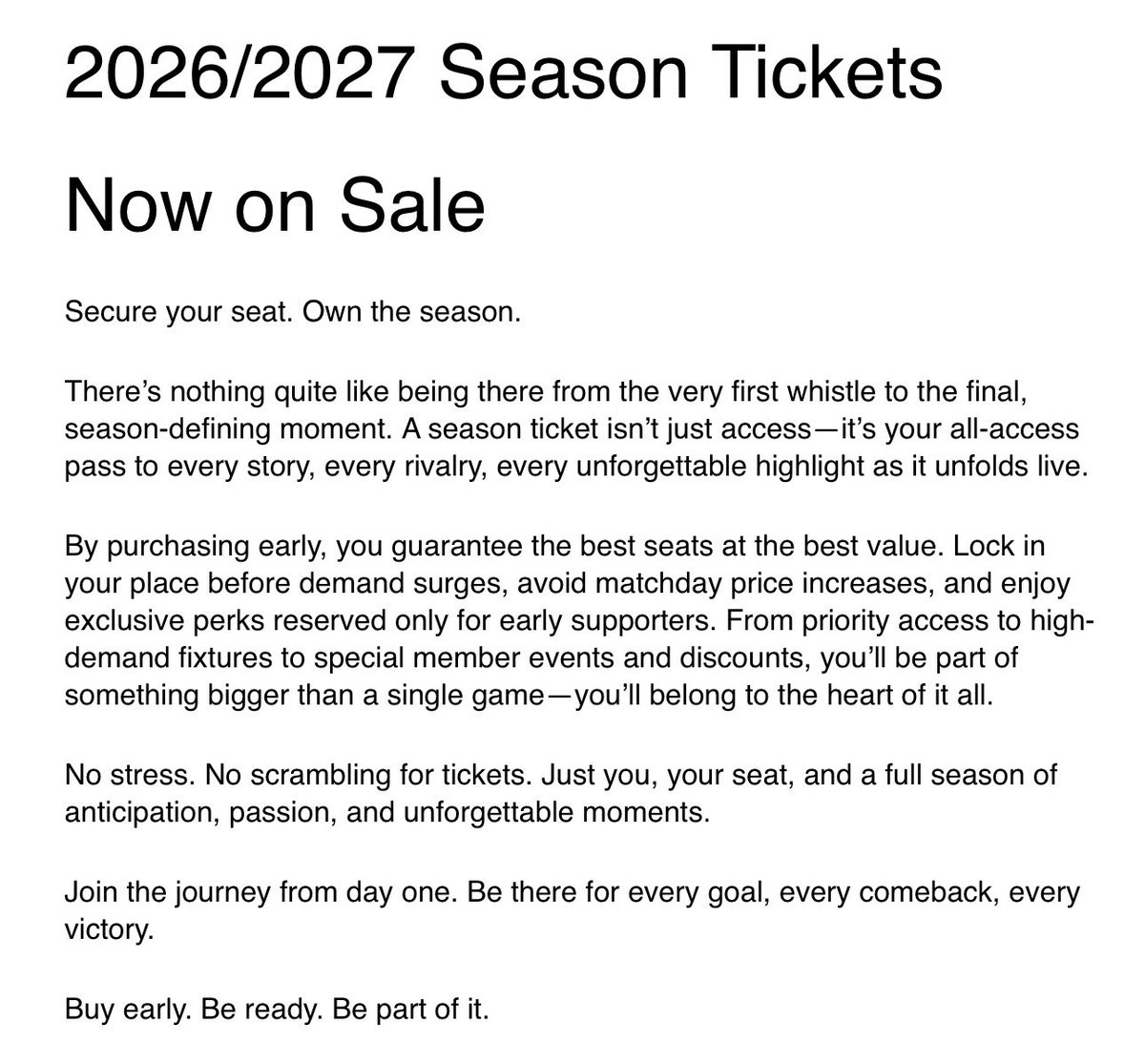 gracle's tweet photo. For a club that is supposedly big on local community connection the lack of thought that goes into comms to fans is so frustrating.  

This absolutely reeks of AI slop too. https://t.co/ZanfvmYn1O
