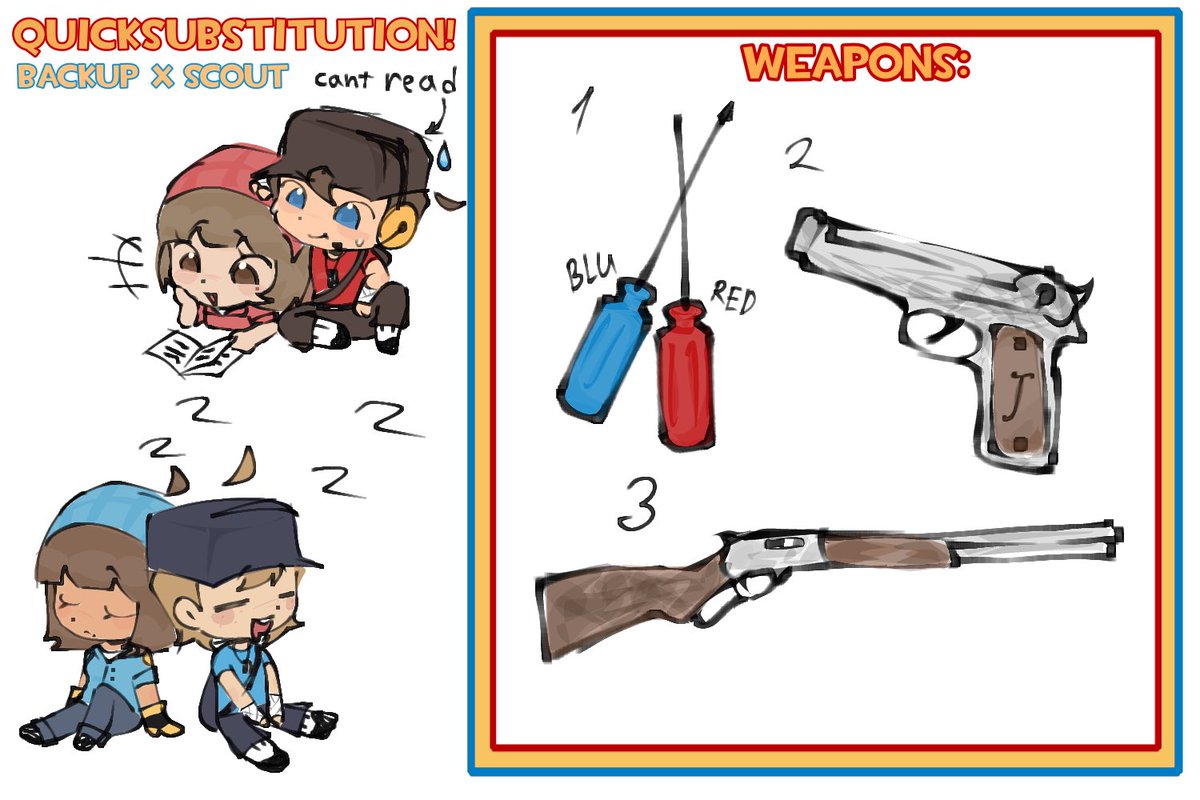 Iriss_viriss22's tweet photo. FIXED HER COLORS!! meet the backup guys 
#tf2 #tf2oc #tf2selfinsert #scouttf2 #yumeship #quicksubstitution https://t.co/sr3GKraWWI