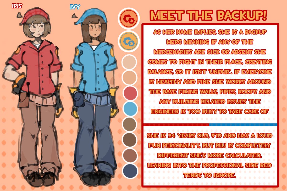 Iriss_viriss22's tweet photo. FIXED HER COLORS!! meet the backup guys 
#tf2 #tf2oc #tf2selfinsert #scouttf2 #yumeship #quicksubstitution https://t.co/sr3GKraWWI