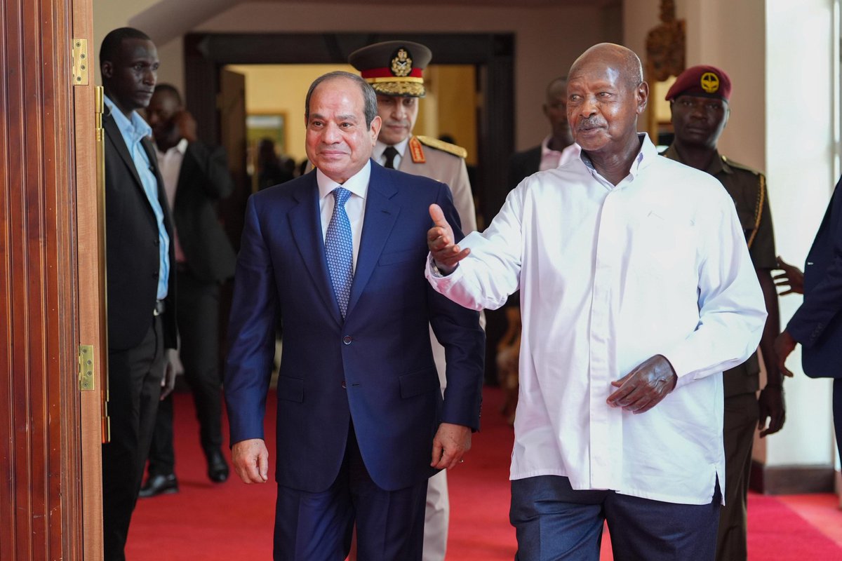 babatvuganda's tweet photo. President Yoweri Kaguta Museveni has welcomed H.E. Abdel Fattah el-Sisi, President of the Arab Republic of Egypt to Uganda, expressing optimism for fruitful discussions focused on strengthening the long-standing cooperation between the two countries and advancing the interests of Africa as a continent.
#BabaNews