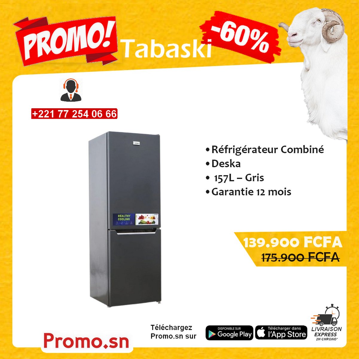 _promo_sn's tweet photo. ❄️✨ Réfrigérateur Combiné Deska BF231DK 157L – Compact, moderne et pratique ✨❄️

Découvrez le magnifique Réfrigérateur Combiné Deska BF231DK 157L idéal pour votre maison, bureau ou appartement 😍

✅ Capacité 157 Litres
✅ Design moderne couleur gris 

https://t.co/H6WIQS63SW https://t.co/HhPRgDzxu0
