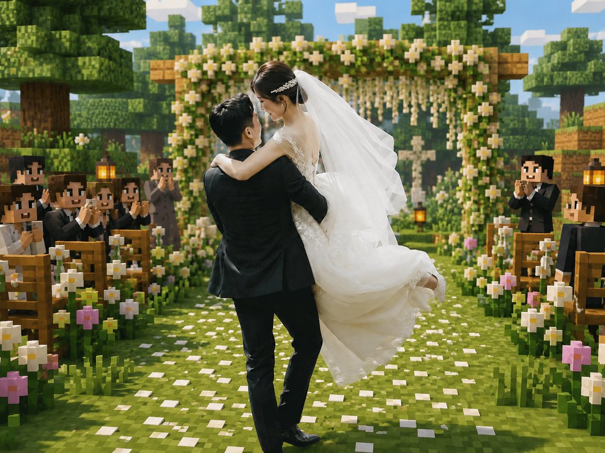 Minecraft Voxel Wedding Ceremony