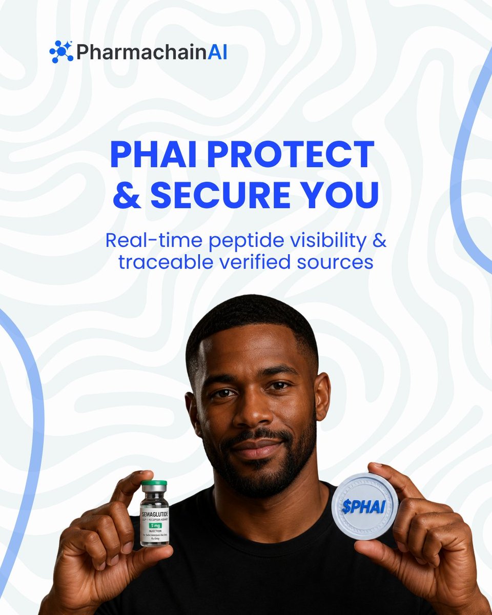 pharmachainAI's tweet photo. Not all peptide sources are equal.

Trust matters,
Verification matters,
Safety matters.

With Pharmachain AI, you’re protected by PHAI 

powering real-time visibility into trusted peptide sources.

✔ Verified access
✔ Traceable sources

Confidence starts with transparency.

Get started with Pharmachain AI.