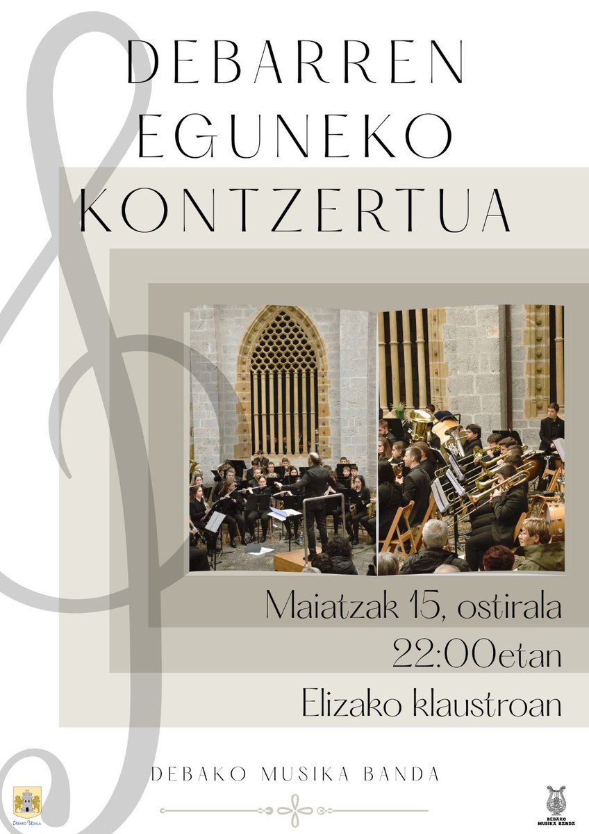 DebakoBanda's tweet photo. 🎶🎺 DEBARREN EGUNA 2026🎷🎵

🎊🎆Badator debarren eguna, eta asteburu honetan bi emanaldi ditugu!

KONTZERTUA:
📅 Ostirala, maiatzak 15
⏰ 22:00
📍Elizako klaustroan

KALEJIRA:
📅 Larunbata, maiatzak 16
⏰ 19:00
📍 Herriko kaleetan zehar

Animatu eta gerturatu zaitezte!
🎵🎶🥁🪇 https://t.co/B0JICuZf3I