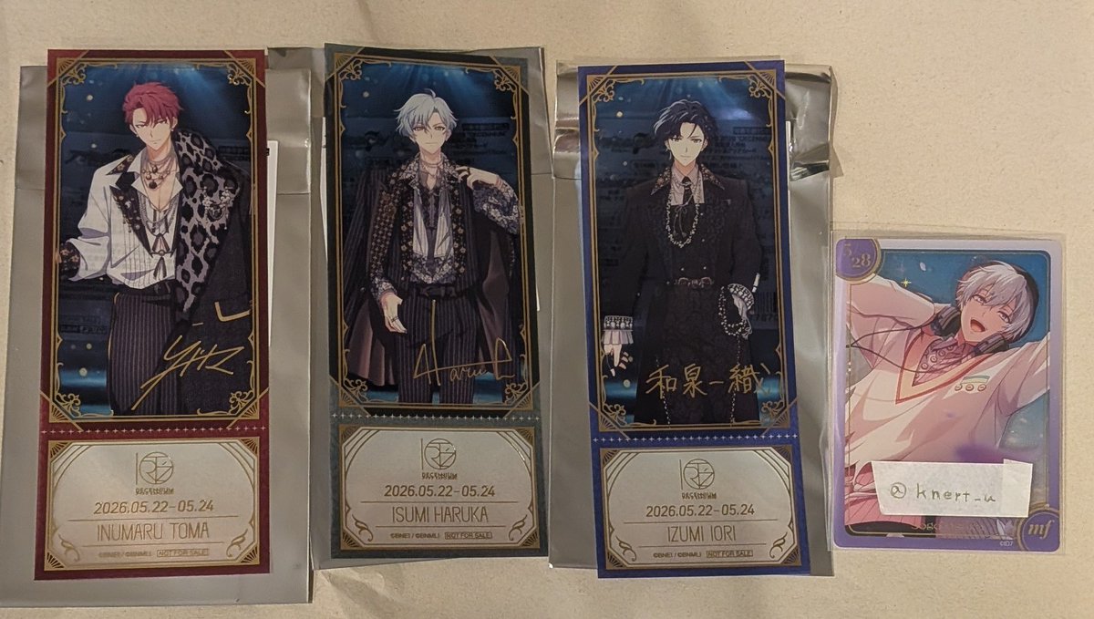 knert_u's tweet photo. 【交換】
アイナナexpo　アソビストア特典カード

（譲）一織、トウマ、悠
（求）壮五、ナギ（各１枚）

郵送またはexpo土日現地にて手渡し（要相談）
お声がけ状況によっては揃うまでお待ちいただく場合があります
検索からもお気軽にお声がけください https://t.co/Kolxp9AySd
