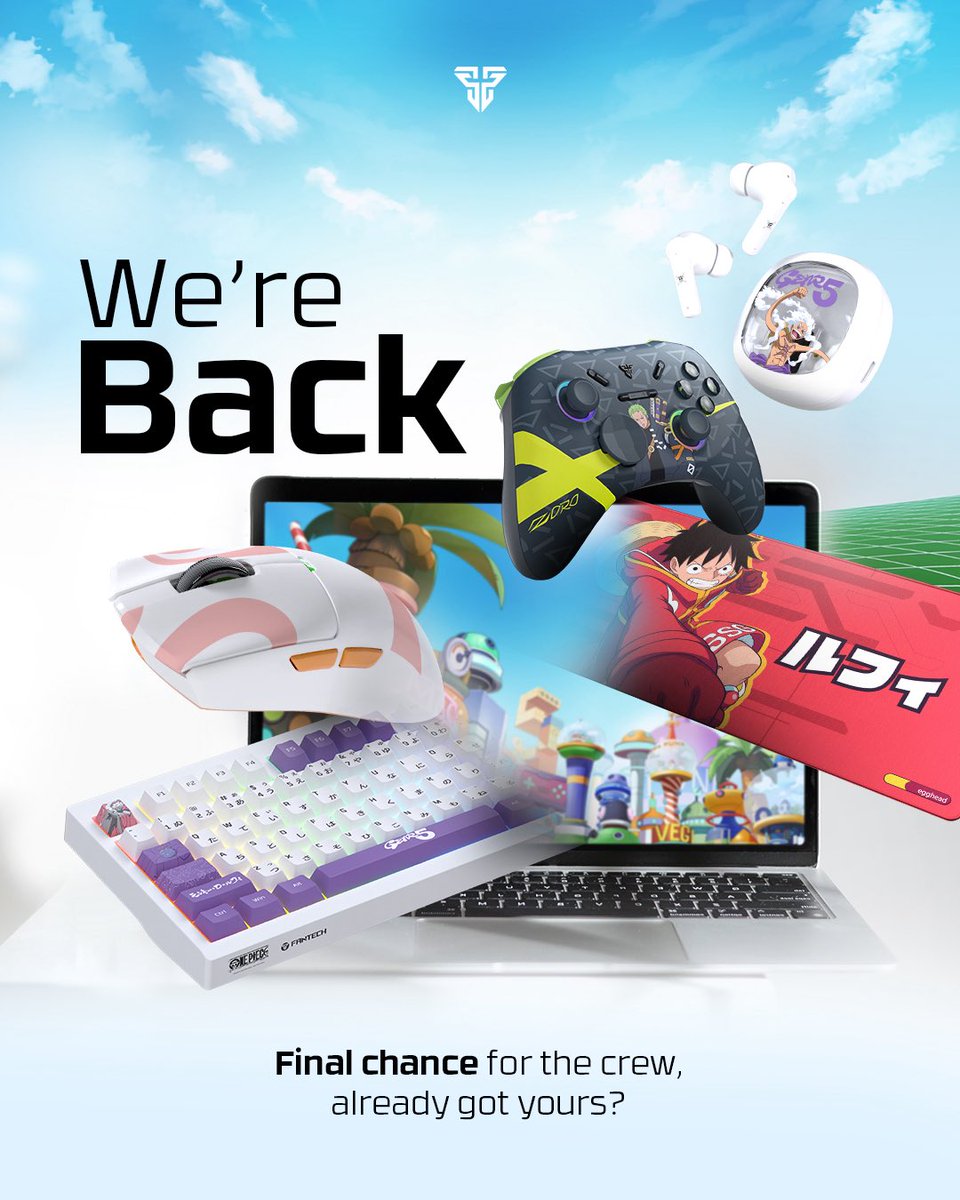 Fantech_World's tweet photo. Last chance for the Egghead Edition, nakama! 🥚✨ Did you get the one you wanted? Don’t miss out!!

#fantech #fantechgaming https://t.co/D41w6lCQoB