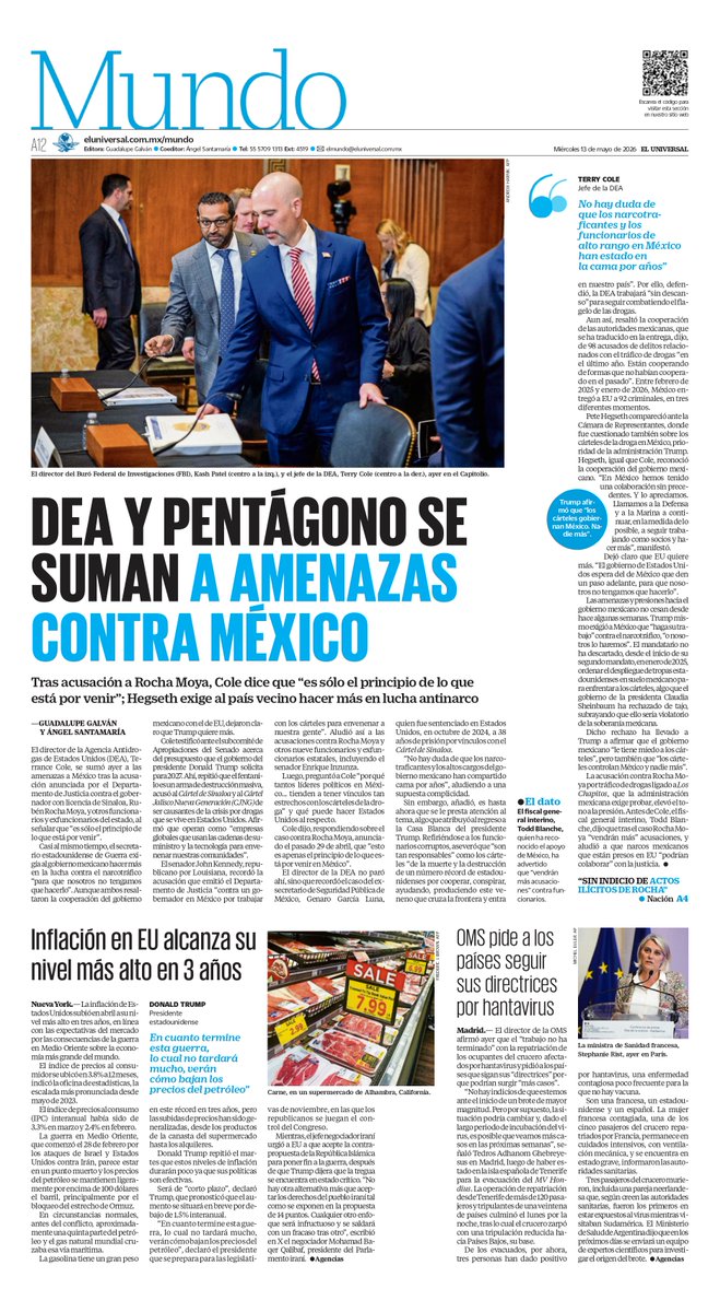 El_Universal_Mx's tweet photo. ¡Buenos días, lectores!  Iniciamos la jornada informativa  con la portada de EL UNIVERSAL y  sus secciones este 13 de mayo  https://t.co/Z1NMhjm7Ng https://t.co/9Y0NNqqj4i
