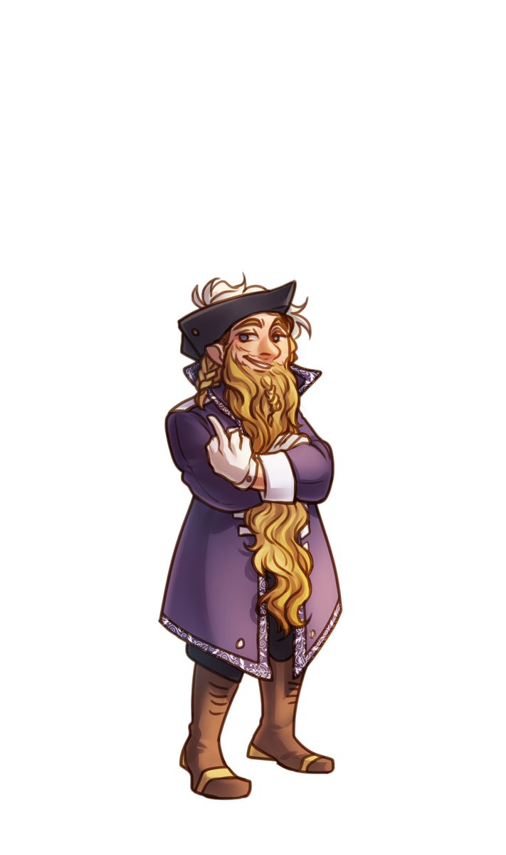Murcybabe's tweet photo. (2/2) here are her found family :) Captain Barrelstock, who has a very foul mouth, Ingrav, the biggest elf you’ll ever meet, Tide the water genasi who slays constantly, and Ettrian’s first ever art in his First Mate’s silver vest 🧡 https://t.co/SWNWI9y8mD