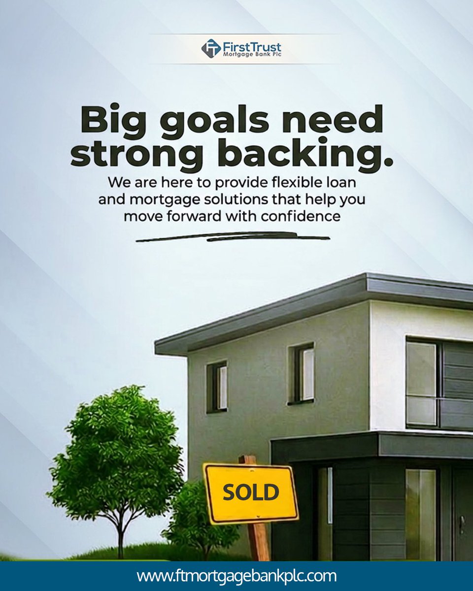 FirstTrustMB's tweet photo. Your next big step starts with us, as your dreams deserve the right support.

#firsttrust #mortgagebankinnigeria #primarymortgagebank #services https://t.co/GOpg8YezUa