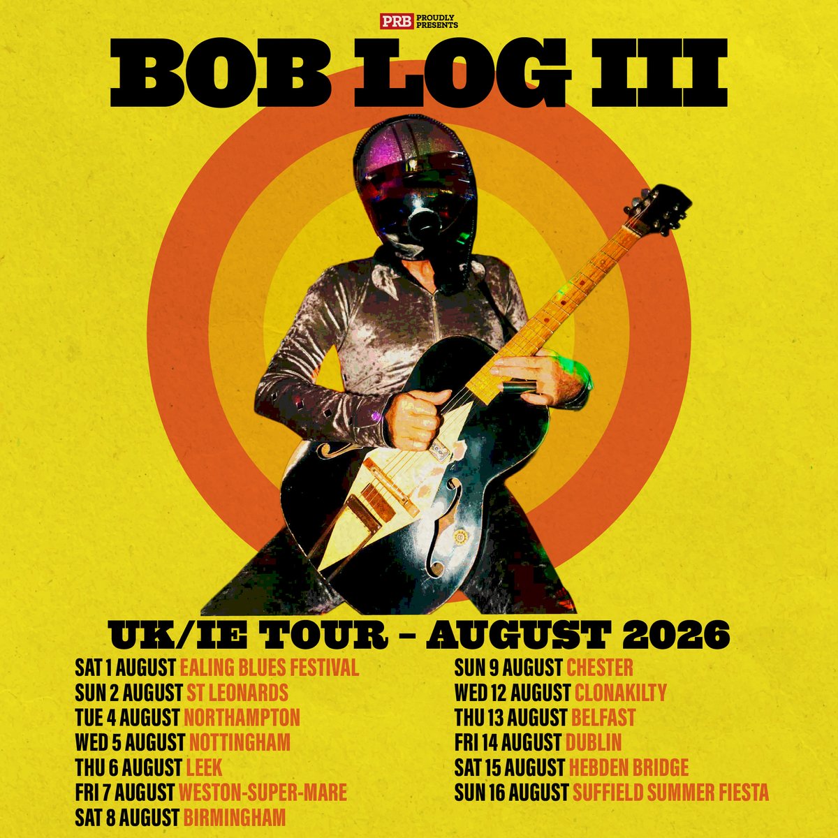 PRBpresents's tweet photo. Bob Log Summer Tour Party !!! Bob Log returns to Ireland + UK in August - Buy your tickets now from https://t.co/Iq637DqOlH https://t.co/jEV4JKpIw8