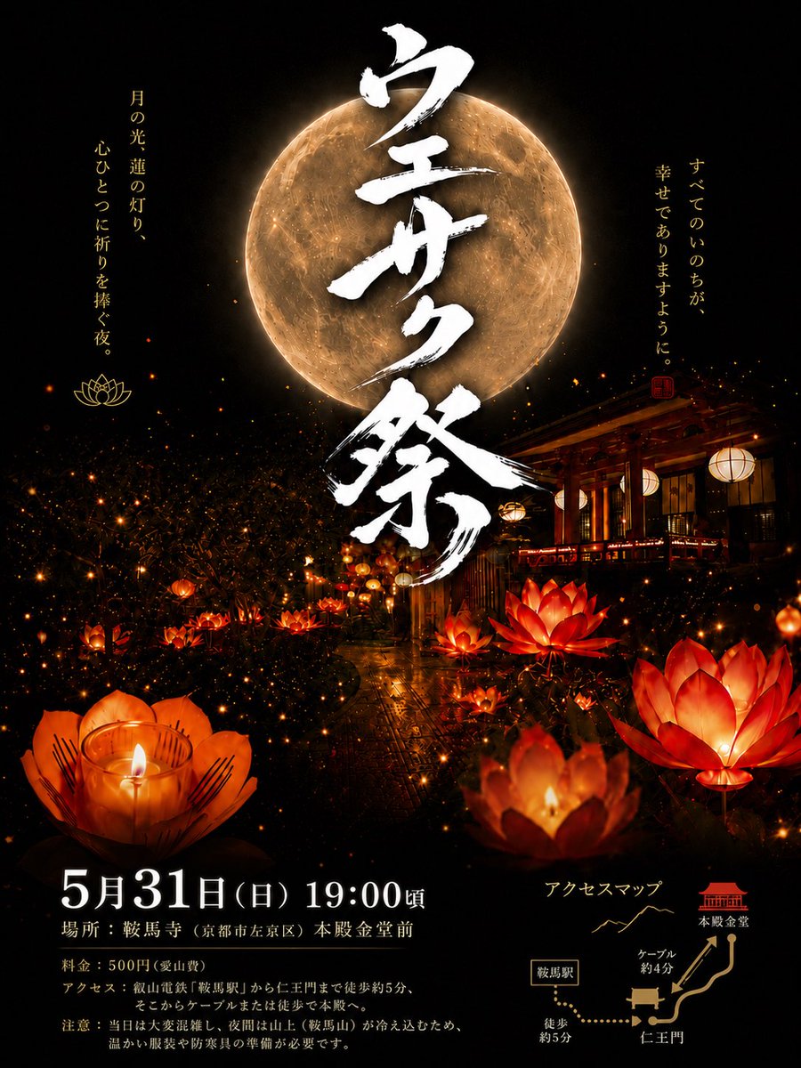 ______mugen's tweet photo. 今年は(も)、京都のウエサク祭にいけなそうだけど気持ちだけは参加したいと思い勝手にポスターを作りました。
5月31日です。
行ける方は行ってくれさい(｡-人-｡) https://t.co/T9TYMlf0Nr