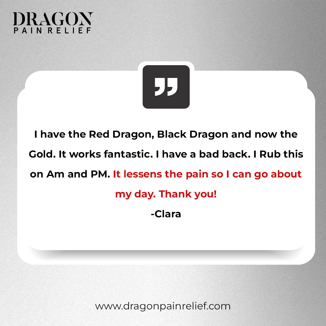 DragonBalmWorks's tweet photo. What people are saying speaks for itself. From back discomfort to sore knees and shoulders, many have made it part of their daily routine to stay comfortable and keep moving.

Read their stories.

#DragonPainRelief #RealFeedback #CustomerVoices #DailyRelief #StayActive https://t.co/Kll6eyjrFp