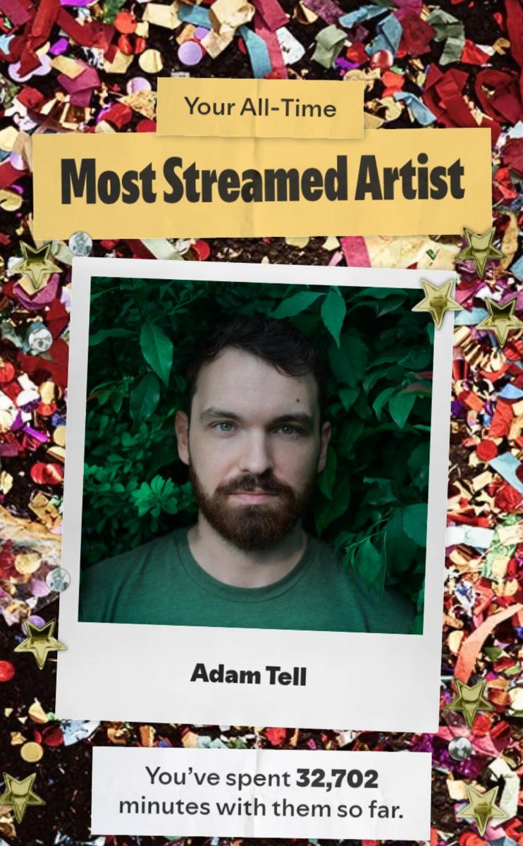 RhyninShurtugal's tweet photo. Not surprised, but always nice to see. And it's only since 2019 (had to re-make my Spotify account), so it's missing the first 4 years since I discovered @AdamTellMusic 
And after all these years, I'm still HYPED for every new song/album! https://t.co/8v8FxeUksq