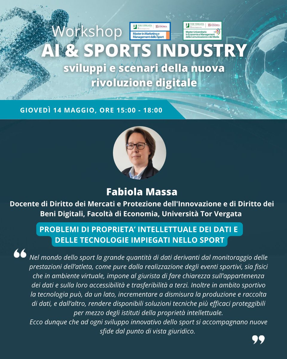 MasterMMSport's tweet photo. 🚀 𝐀𝐈 &amp; 𝐒𝐏𝐎𝐑𝐓𝐒 𝐈𝐍𝐃𝐔𝐒𝐓𝐑𝐘 — 𝐃𝐎𝐌𝐀𝐍𝐈 𝐈𝐋 𝐖𝐎𝐑𝐊𝐒𝐇𝐎𝐏
💡 Oggi innovazione tecnologica, comunicazione e sport non viaggiano più separati: convergono nello stesso ecosistema.
#MasterMMSport #MasterComMedia #AISportsIndustry #SportBusiness https://t.co/cnvWykXgh6