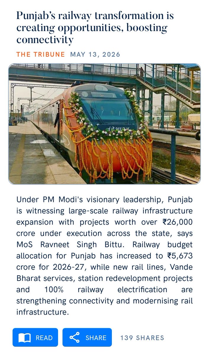Harsh24R's tweet photo. Punjab’s railway transformation is creating opportunities, boosting connectivity
https://t.co/rHCLGu7p8W

via NaMo App https://t.co/FXyzR5CWTl