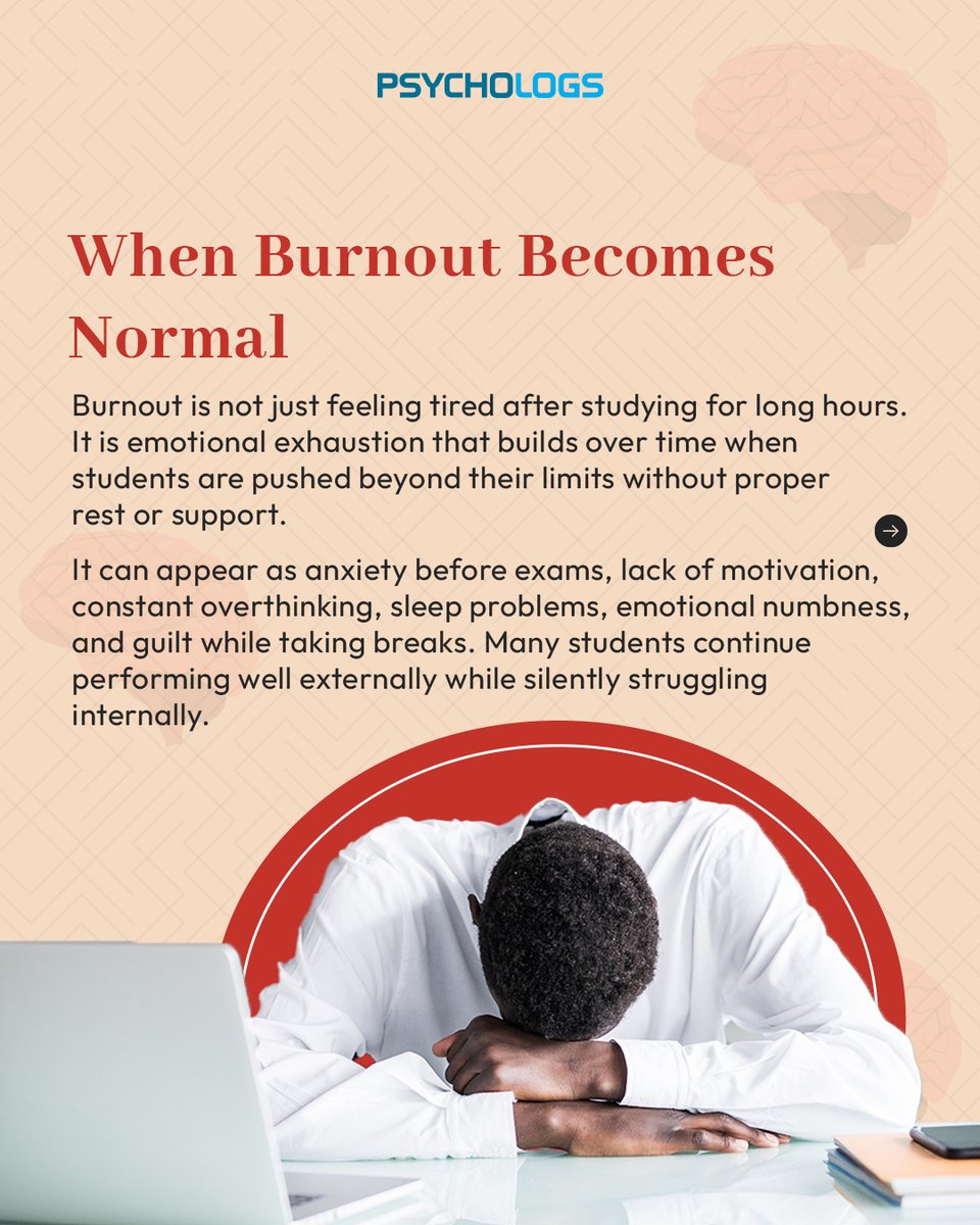 PsychologsIndia's tweet photo. In today’s competitive education system, many students silently struggle with stress, anxiety, burnout, and the pressure to constantly achieve.
https://t.co/UZcW810NZE
#MentalHealth #StudentMentalHealth #AcademicPressure #Burnout #EducationSystem #StudentStress https://t.co/nqpgBFETFU