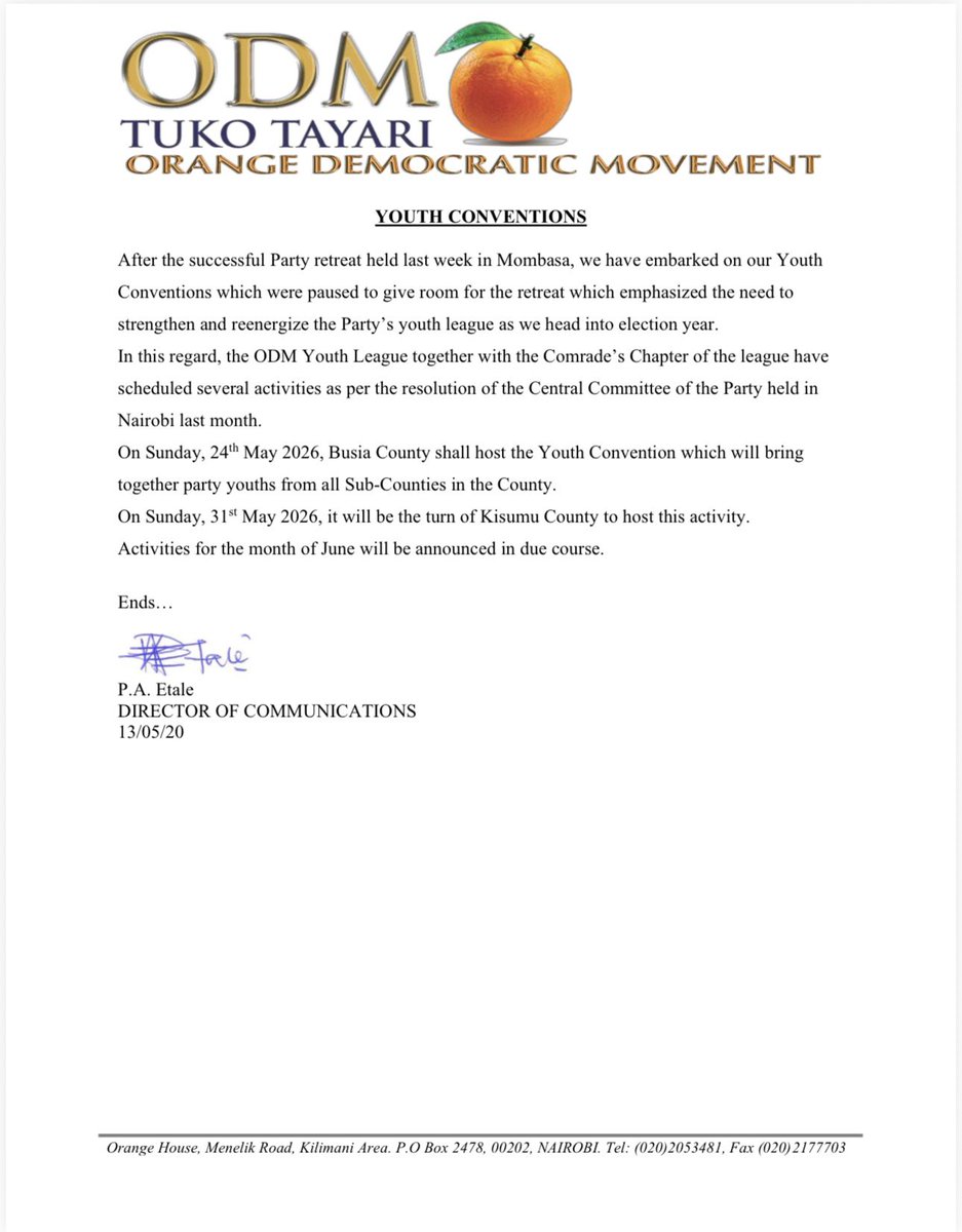 The ODM Party tweet media