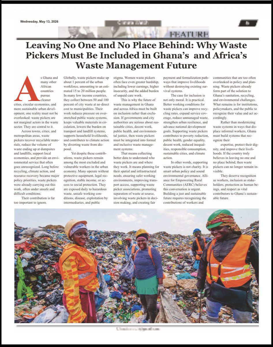 aercgh's tweet photo. Our article, “Leaving No One and No Place Behind” was published in Climate Watch today. 
Waste pickers are key to cleaner, sustainable communities. It’s time to recognize and include them. 
Full link below: 
https://t.co/ziDAPAUA2X https://t.co/Dg5nnTG0CA