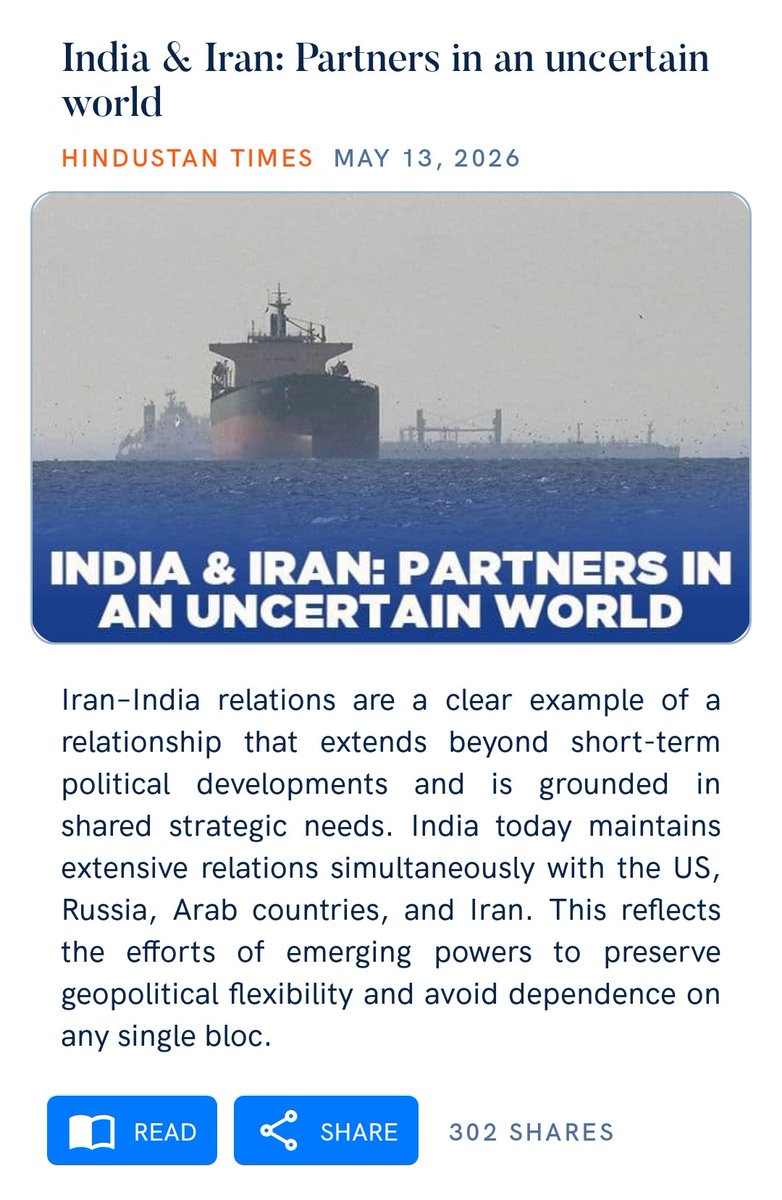 Harsh24R's tweet photo. India &amp; Iran: Partners in an uncertain world 
https://t.co/VWEskrOqeL

via NaMo App https://t.co/os9xez6mSt
