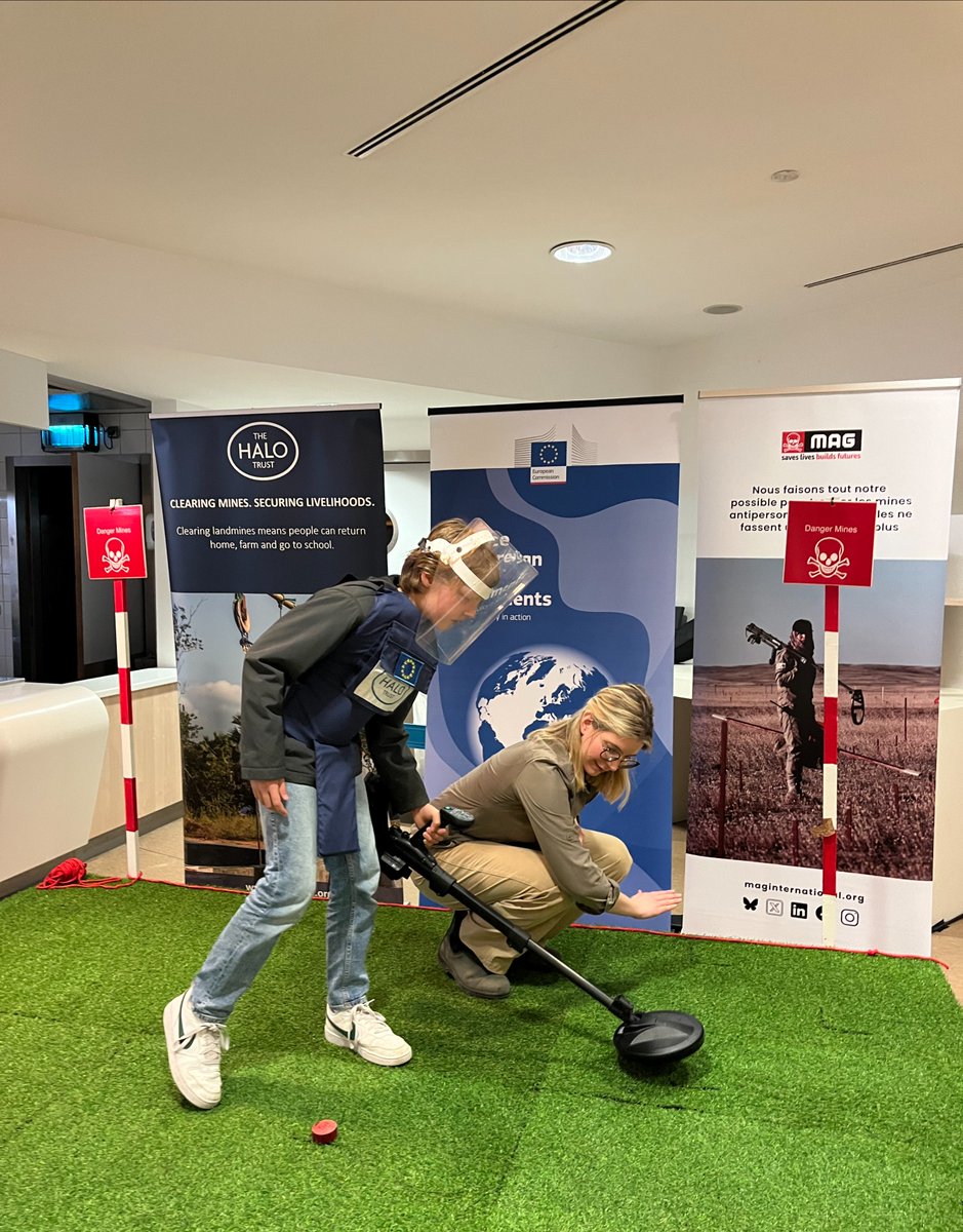 TheHALOTrust's tweet photo. We were delighted to join colleagues and partners including @MAGsaveslives, @tech4tracing and @herorats at the @eu_eeas open day in Brussels last weekend, highlighting the impact of EU support on communities affected by conflict and explosive hazards. 

🇪🇺 @EU_FPI funding is vital in supporting HALO to clear landmines and explosives across #Ukraine, including making key agricultural land safe for growing crops once more.

Since 2022, with EU support, HALO Ukraine has:
• Released over 1 million sq metres of previously unsafe land.
• Identified more than 4.4 million sq metres of hazardous land for future clearance.
• Delivered life-saving risk education to more than 30,900 people, teaching families how to identify deadly explosives and stay safe.

This work supports farmers and local communities, saving lives, restoring livelihoods, and strengthening food security both in Ukraine and further afield through exports.

Thank you to everyone who joined us to hear more about our work and see some of our demining equipment in action.

🔗 Our work in Ukraine: https://t.co/027S9omGMC