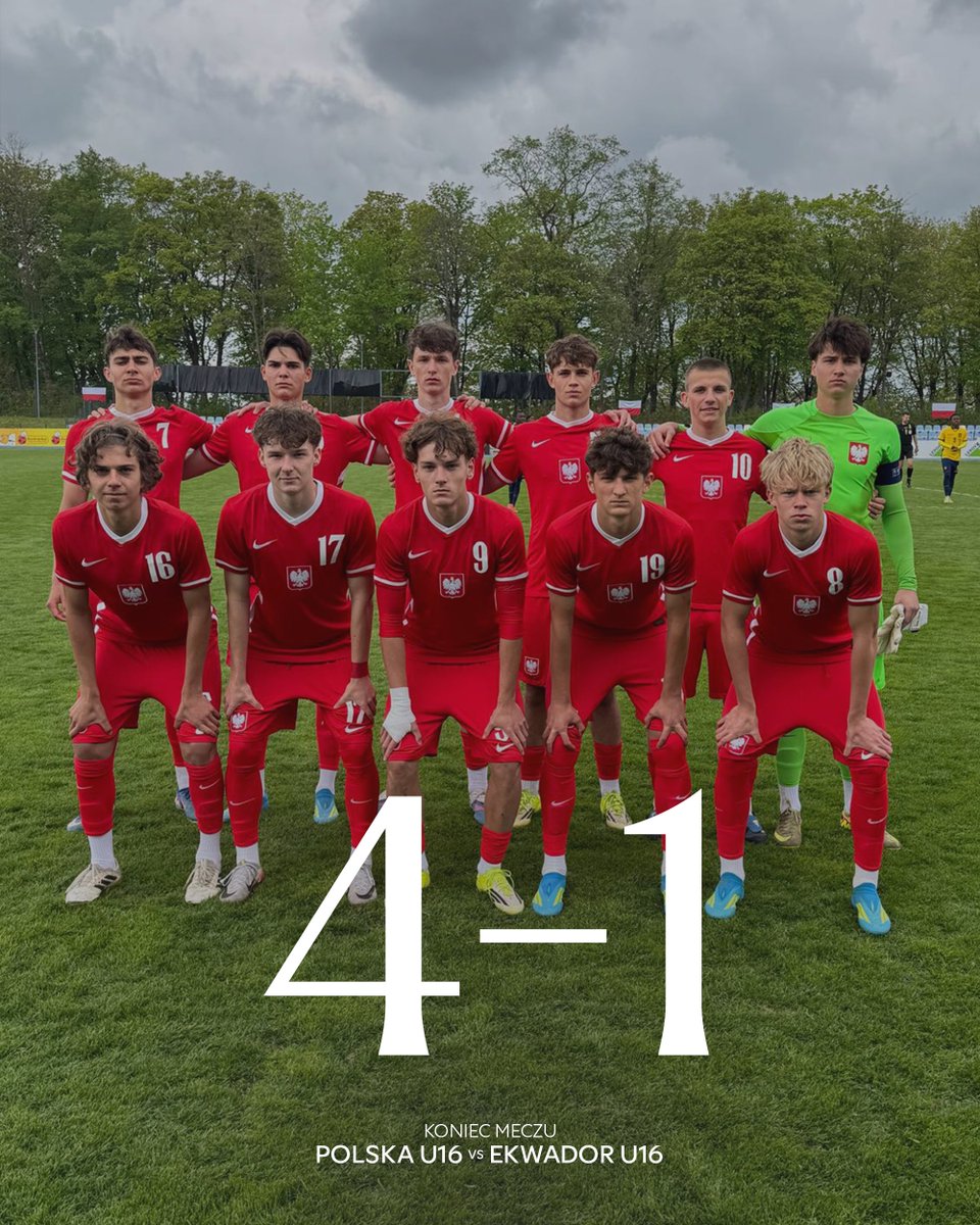 LaczyNasPilka's tweet photo. Reprezentacja Polski do lat 16 wygrała z Ekwadorem!
Bramki dla naszej drużyny zdobyli:
⚽ 24' Stępniewski
⚽ 53' Stępniewski
⚽ 70' Putrzyński
⚽ 86' Osowski
__
#POLECU 4:1 🇵🇱🇪🇨 U16 https://t.co/ZMRWy9MP6F