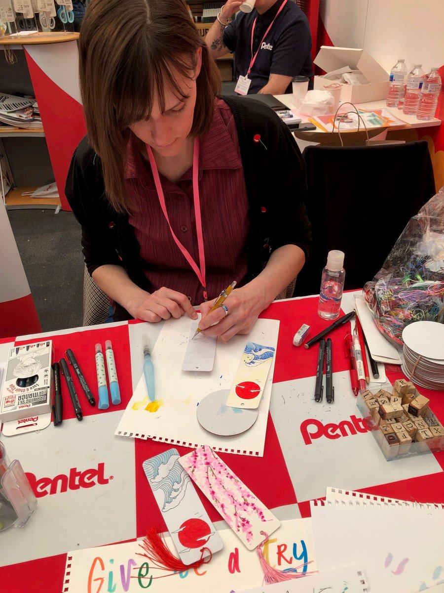 PentelUK's tweet photo. It's Day two of the London Stationery Show, we’re back with the brilliant @gabbykere showcasing our stunning Pentel Arts range. We've got some great summer offers you won't want to miss! Come and say hello – we’re on Stand M300. 
https://t.co/rby4rHlGHk
#penteluk #NatStatWeek https://t.co/6wrvSymn5f