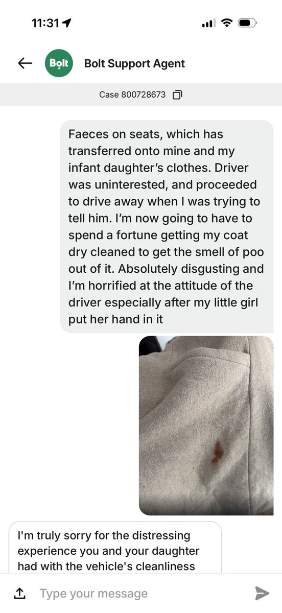 CleoKinseyLyons's tweet photo. So @boltapp thinks it’s perfectly acceptable for customers to sit in poo, absolutely disgusting 🤢 

#manchester #taxi #bolt https://t.co/NdGigbacdE
