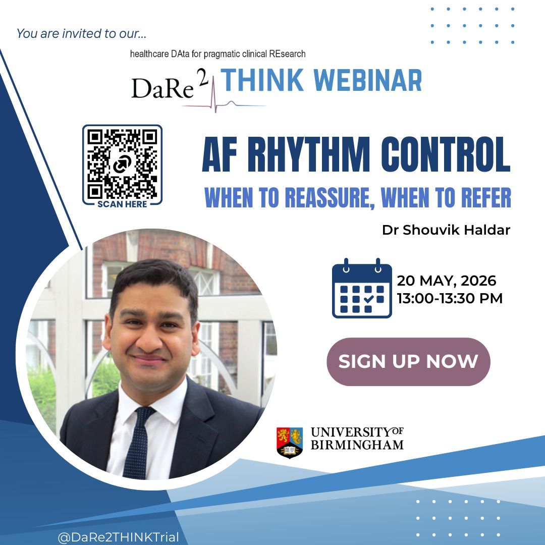 DaRe2ThinkTrial's tweet photo. Our DaRe2THINK CPD Webinar with Dr Shouvik Haldar is 1 week away!

Over 80 healthcare professionals have registered, don't forget to put us in your diary📅 

Sign up here if you haven't already - https://t.co/qqUTfn8YwE https://t.co/svfp4uAGZA