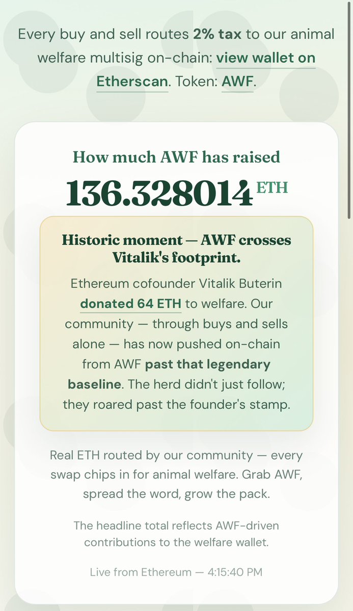 Animal Welfare Fund - $AWF tweet media