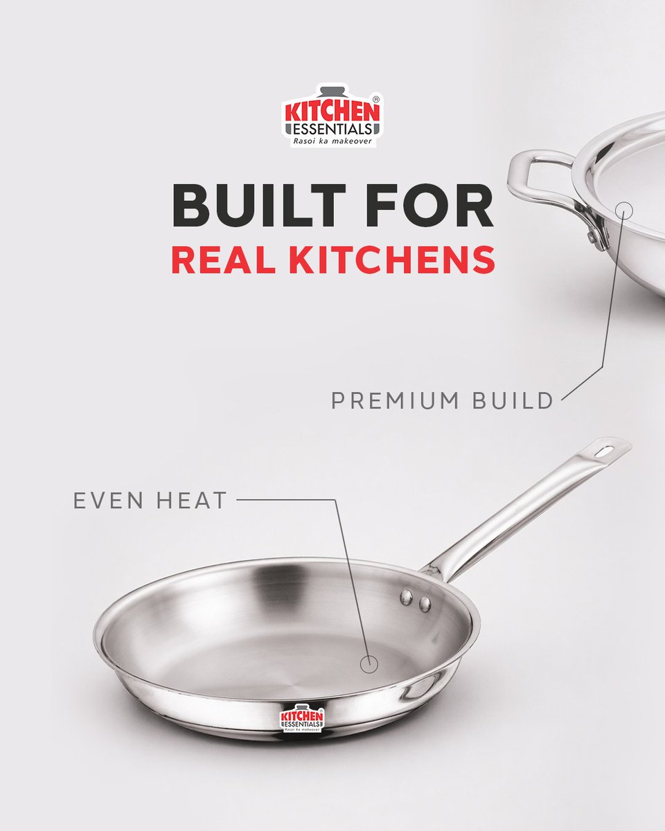 kecookware's tweet photo. Every kitchen needs a reliable "daily driver" that can handle real-world cooking. This stainless steel range is built for the high-heat, no-nonsense demands of an Indian kitchen, induction compatible, and ready to do the job

#KitchenEssentials #NonStickCookware #RasoiKaMakeover https://t.co/Xd6Y5zuYGX