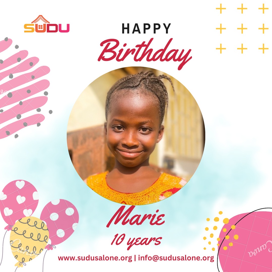 SUDUSalone's tweet photo. Happy 10th Birthday, Marie. 

Marie joined Sudu in 2022, and since then, she has been surrounded by a community that continues to care for her, encourage her, and support her growth.

#SuduCares #SuduFamilies #SuduSalone #Sudu https://t.co/EvuVcd6fck