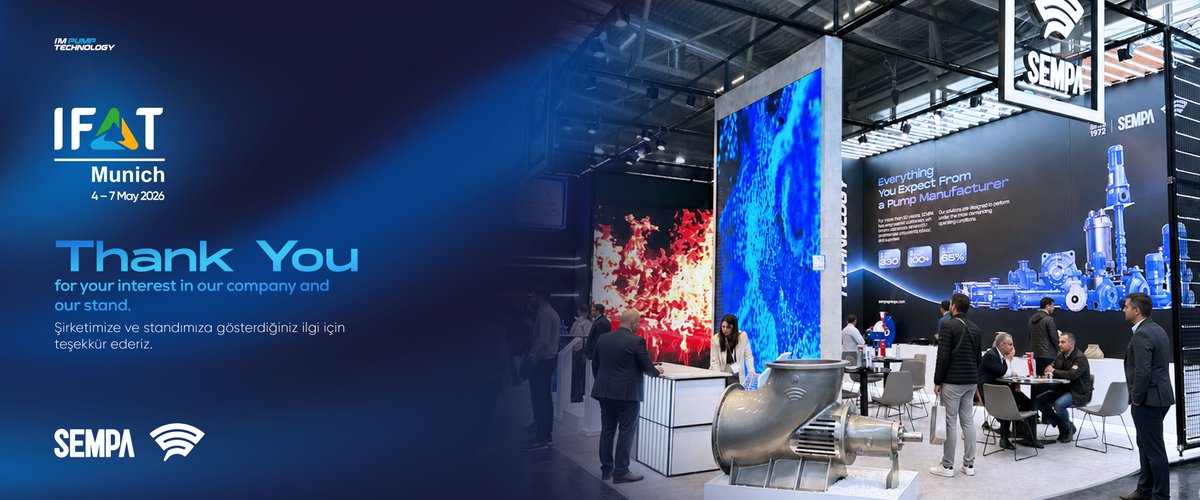sempapump's tweet photo. We sincerely appreciate everyone who met with us during this event, where we had the opportunity to establish new partnerships and hold productive meetings, and we look forward to meeting again in the future.

#Sempa #Pump #Impumptechnology #IFAT #Pumpsystems #IFAT2026 #Munich https://t.co/uKi2l0nivE