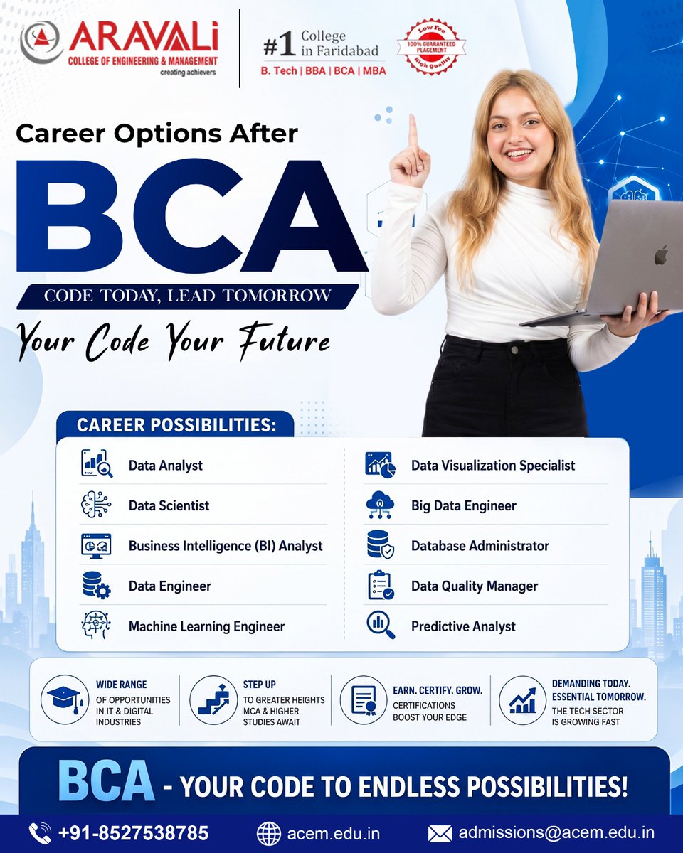 acem2008's tweet photo. Your future in tech starts with BCA!

From Data Science to AI &amp; Machine Learning, unlock endless career opportunities with the right skills and industry-focused learning.

#BCA #TechCareers #DataScience #FutureInTech #CareerGrowth

[BCA, Tech Careers, ACEM India, Aravali College] https://t.co/zqhrUQ7BKT