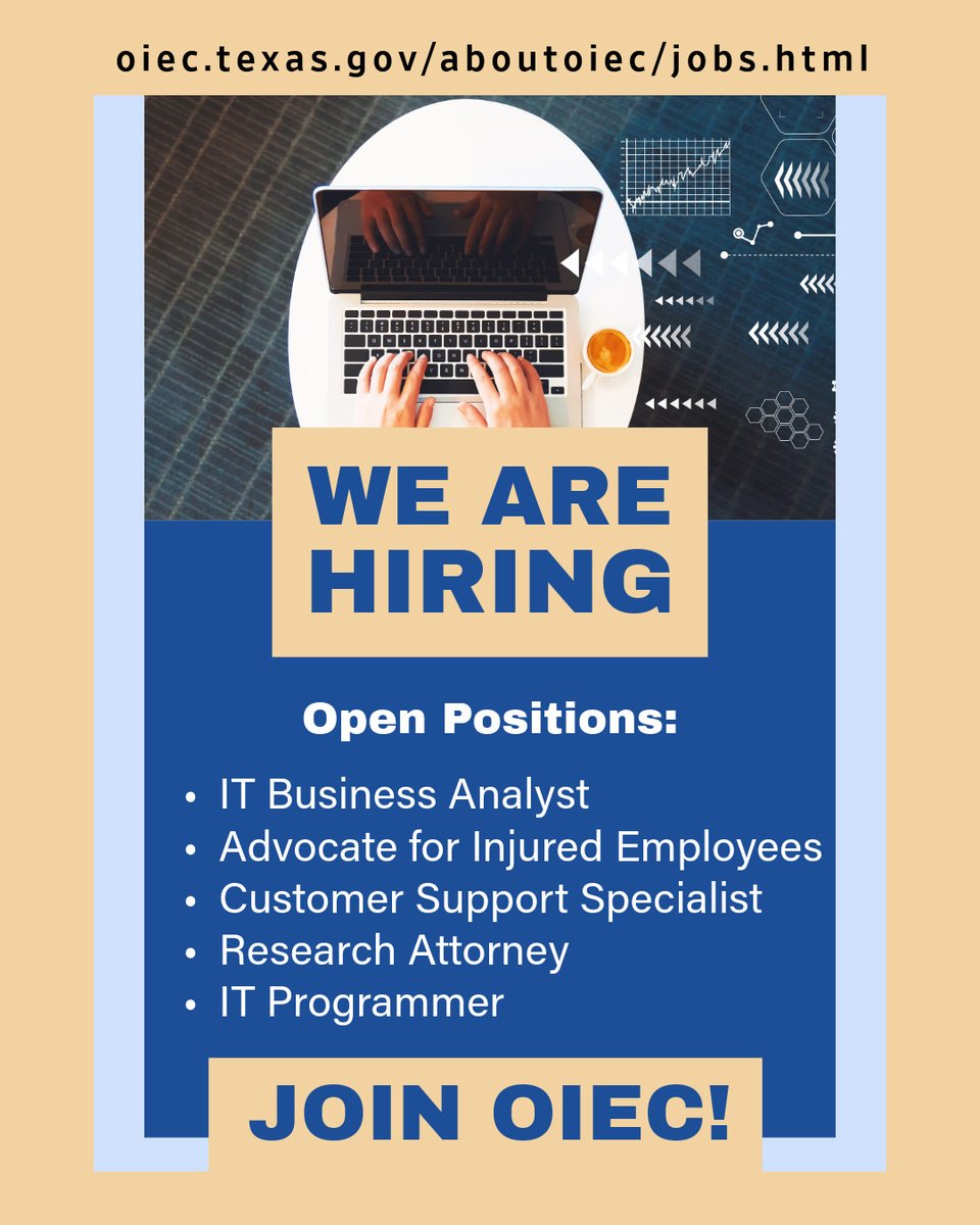 OIEC's tweet photo. OIEC is hiring for multiple postions, apply online at:
https://t.co/G38dltQabj
#texasjobs #nowhiring https://t.co/pRo62hKRsk
