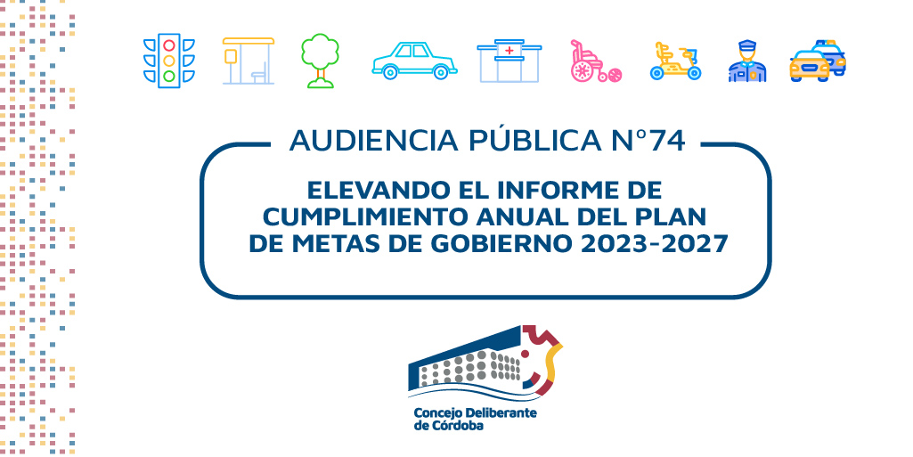 ConcejoCba's tweet photo. AUDIENCIA PÚBLICA N°7️⃣4️⃣
👉El @ConcejoCba llevará a cabo este viernes 15 de mayo a las 10h una nueva #AudienciaPública, en la que recibiremos al Intendente de la Ciudad @PasseriniOk quien presentará el informe del cumplimiento anual del #PlandeMetas de Gobierno 2023-2027.
🗣️Las y los vecinos interesados en participar pueden inscribirse en Registro de Participantes a la Audiencia Pública, disponible en nuestro sitio web, telefónicamente al 3517369817 a partir del 13 de mayo de 8.h a 18h o en forma presencial en la Secretaría General de Comisiones del @ConcejoCba ubicado en Int. Ramón B. Mestre N° 55, de 08:00 a 18:00 h.
➕Info: https://t.co/UFhV1yT8Xf