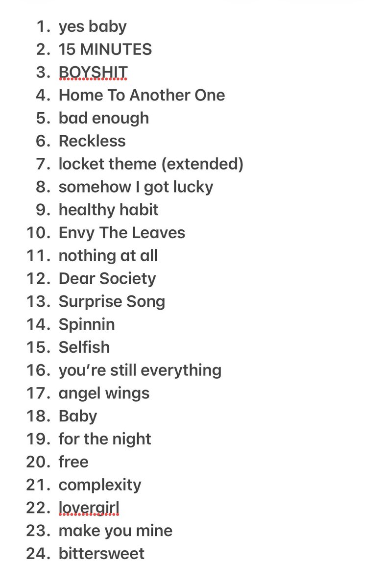 GrMadisonBeer's tweet photo. Το Setlist για το #LocketTour σύμφωνα με το show που έγινε στην Κρακοβία

Το surprise song της Κρακοβίας ήταν το Sour Times 🎤

Λέγεται πως η ομάδα της @madisonbeer επιλέγει ένα θαυμαστή για να διαλέξει ανάμεσα σε τρία τραγούδια. Ωστόσο, στο opening night εκείνη ήταν που διάλεξε https://t.co/n0EMzUihga