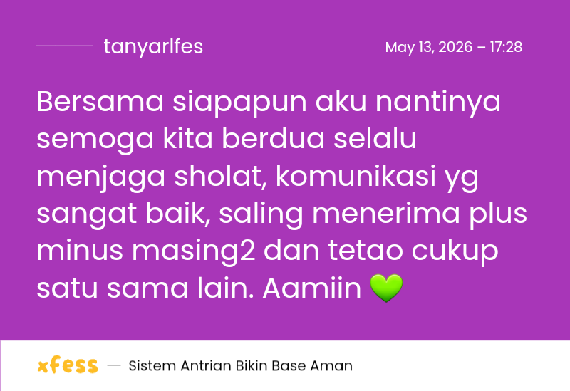 tanyarlfes's tweet photo. Bersama siapapun aku nantinya semoga kita berdua selalu menjaga sholat, komunikasi yg sangat baik, saling menerima plus minus masing2 dan tetao cukup satu sama lain. Aamiin 💚 https://t.co/edr9KZXrgo
