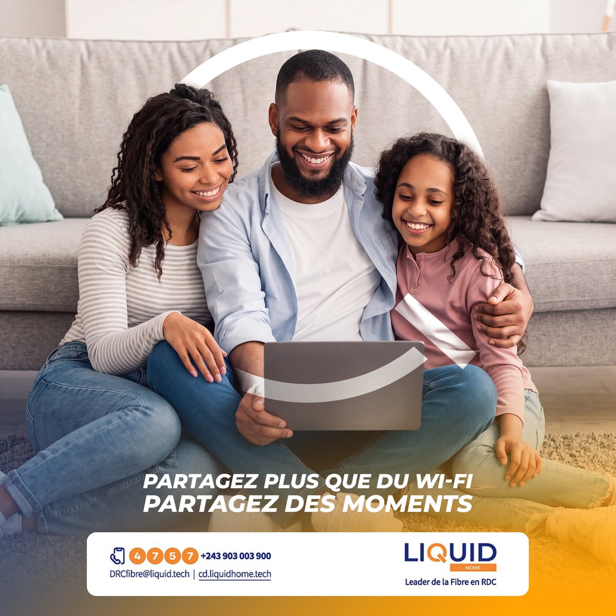LiquidHomeDRC's tweet photo. Un seul abonnement, tout le monde connecté ! La fibre Liquid Home, c'est assez de puissance pour que chacun profite de sa passion sans compromis. 👨‍👩‍👧‍👦❤️

#FamilleConnectée #LiquidHome #InternetPourTous https://t.co/pLJ7G5Oxi9