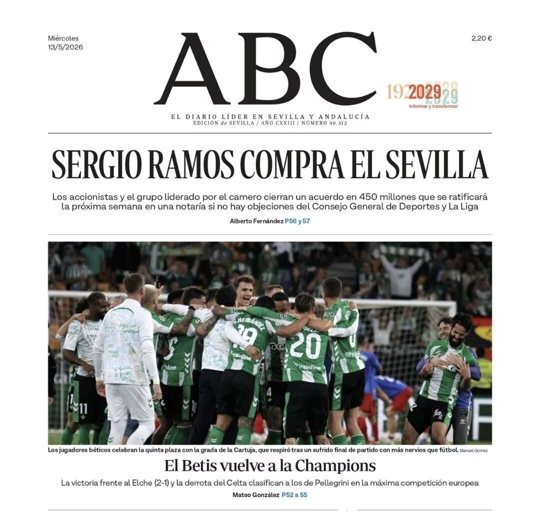 Cayogermanicus's tweet photo. Hace un tiempo, y no muy lejano, esta portada en vez de ser de hoy sería del 28 de diciembre. 
Obviamente, que también, no lo digo sólo por lo del Betis de Champions. https://t.co/PWYXGngFjj