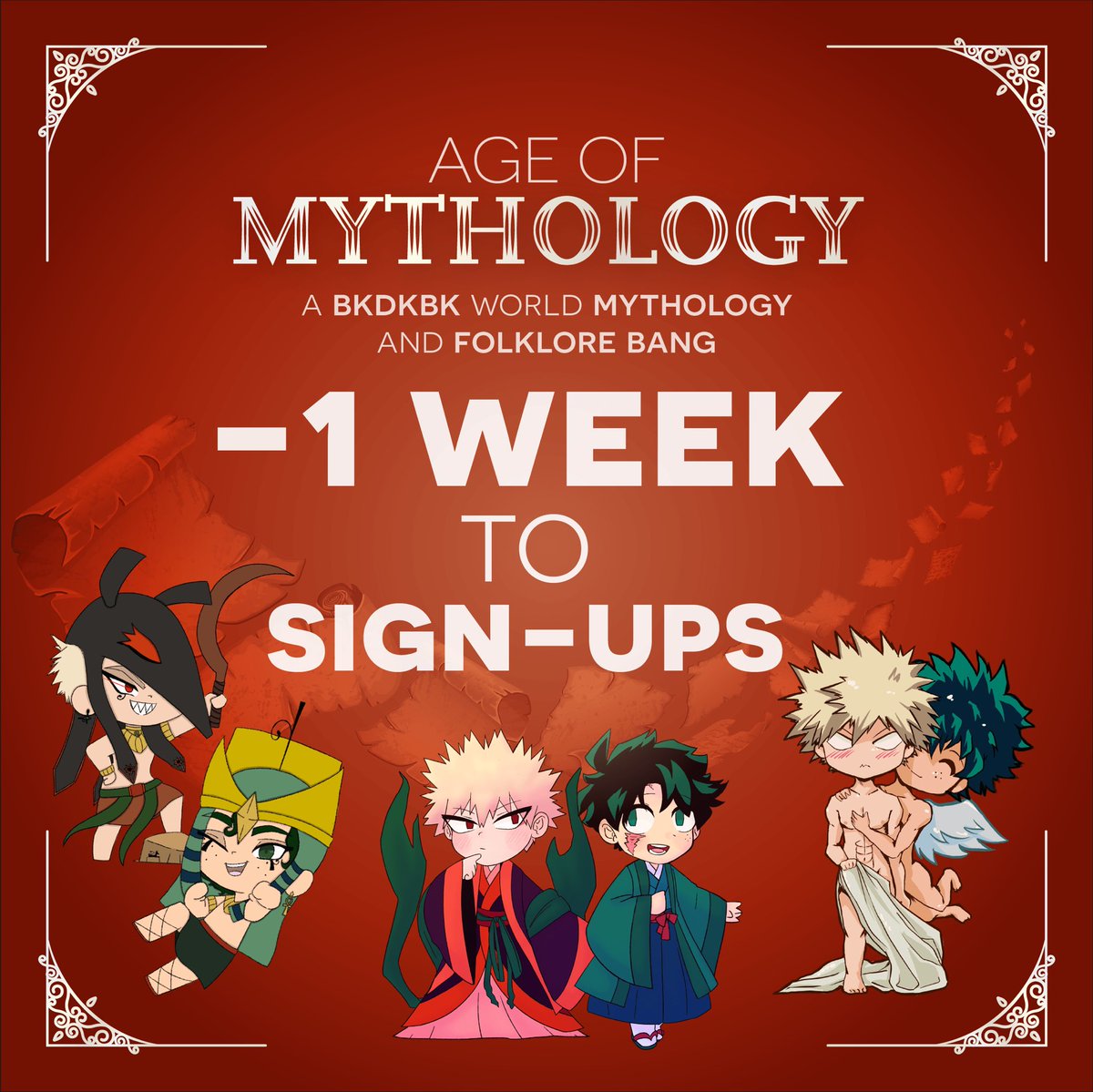 MythosBKDKBK's tweet photo. The Gods are excited to receive your offerings!

Sign Ups open in 1 week! 
#dkbk #bkdk #bkdkbk #mha https://t.co/0UTSI7Nz6R