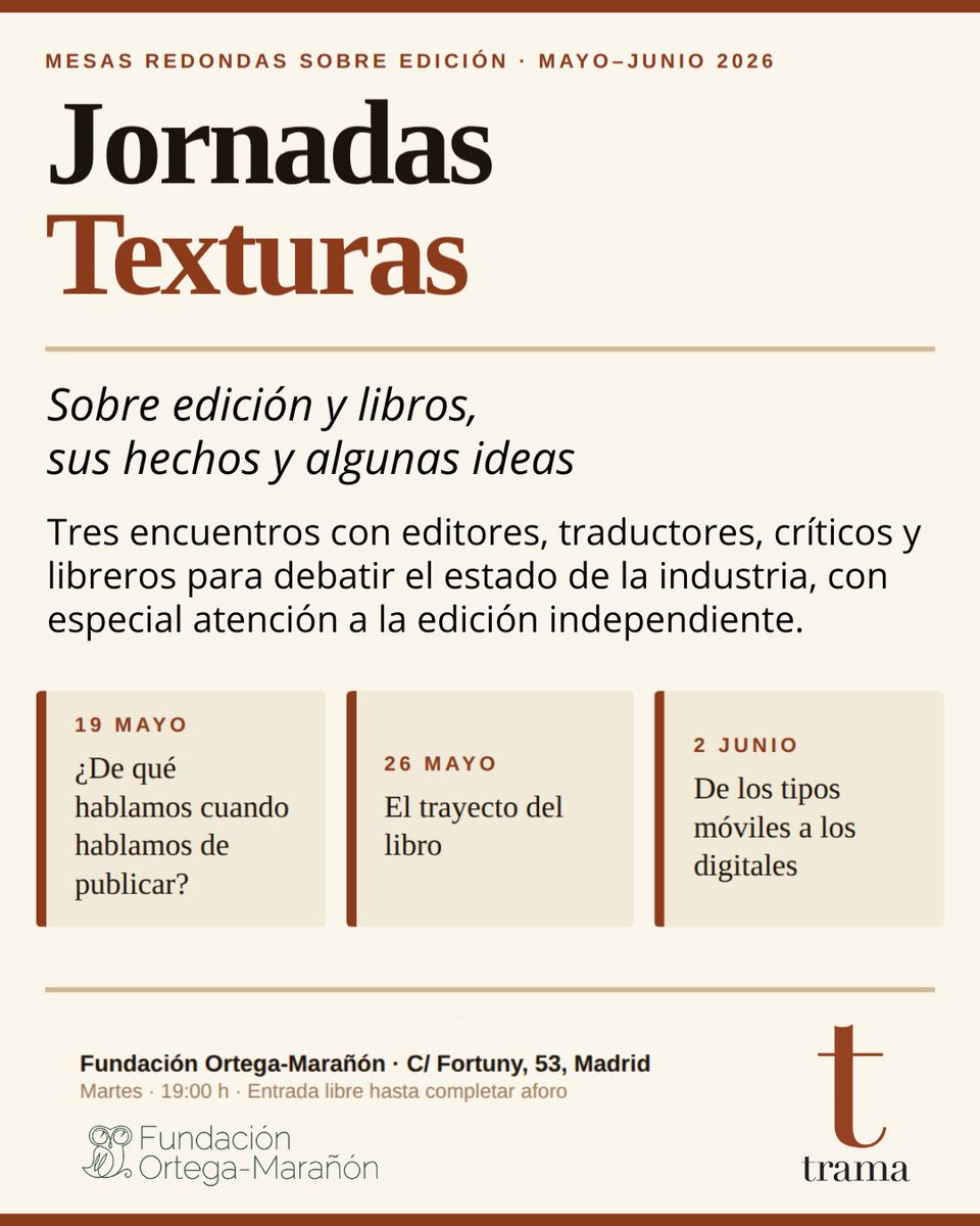 TramaEditorial's tweet photo. Jornadas #Texturas
Sobre #edición y #libros, sus hechos y algunas ideas
ℹ️https://t.co/rVAHDYiIfC https://t.co/9o7ZeIOx0F