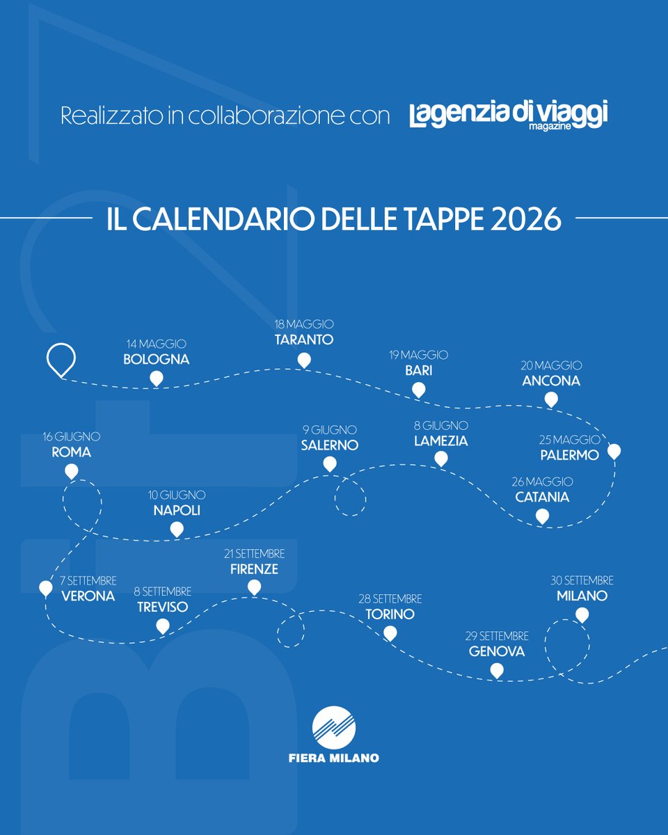 bitmilano's tweet photo. Road to Bit officially starts tomorrow.
A nationwide roadshow with 16 stops, meeting travel agencies and tourism intermediaries across Italy.
In partnership with L’AgenziadiViaggiMagazine, we’re getting closer to the people who make the industry move building the path to Bit27. https://t.co/9ntBmzhVNs